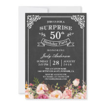 ヴィンテージ チョークボード フローラル サプライズ バースデーパーティー