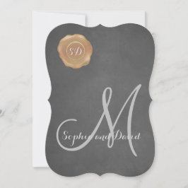 ヴィンテージ チョーク オールド ワックス シール モノグラム ウェディング インビテーション