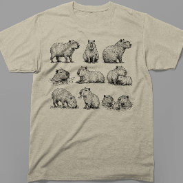 ヴィンテージ チル カピバラ 温泉 スプリング スケッチ Tシャツ