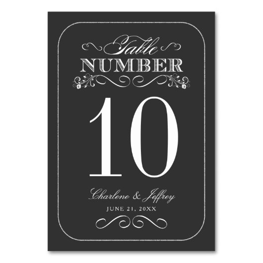 ヴィンテージ·チ結婚ャルクボードの表番号 テーブルナンバー (正面)