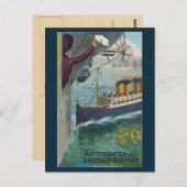 ヴィンテージ ツェッペリンとオーシャンライナー 感謝カード ポストカード (正面/裏面)