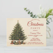 ヴィンテージ ツリーと企業のクリスマス パーティー 招待状 (スタンド正面)