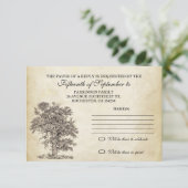 ヴィンテージ ツリー ウェディングへの古い出欠確認のデザイン 出欠カード (スタンド正面)