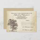 ヴィンテージ ツリー ウェディングへの古い出欠確認のデザイン 出欠カード (正面/裏面)
