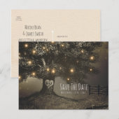 ヴィンテージ ツリー & ナイト ライト ウェディング セーブ ザ デート 案内ポストカード (正面/裏面)