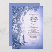 ヴィンテージ ツリー 青い ラスティック ウェディング シャワー 招待状 (正面/裏面)