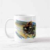 ヴィンテージ ツーリング トランスポーテーション、レーシング オートバイ コーヒーマグカップ (左)