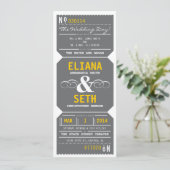 ヴィンテージ テアター チケット 招待 グレーとイエロー 招待状 (スタンド正面)