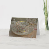 ヴィンテージ ティーカップ 紅茶愛好家 アート 母の日 カード (正面)