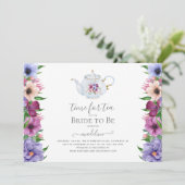 ヴィンテージ ティーパーティー ティーポット 花のブライダルシャワー 招待状 (スタンド正面)