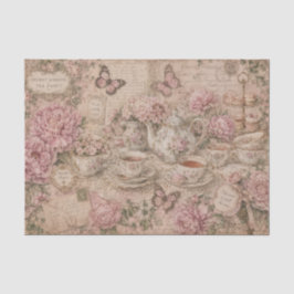 ヴィンテージ ティーパーティー ピンクの芍薬 手書きの手紙 薄葉紙