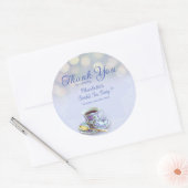 ヴィンテージ ティーパーティー ブライダルシャワー ブルー ありがとう ラウンドシール (封筒)