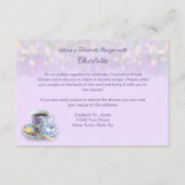 ヴィンテージ ティーパーティー ブライダルシャワー ライラック レシピ エンクロージャーカード (正面)