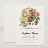 ヴィンテージ ティーパーティー ブライダル バースデー ティーカップ フローラル 招待状 (正面/裏面)