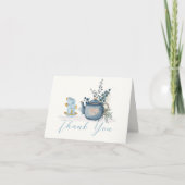 ヴィンテージ ティーパーティー ベイビー シャワーのお知らせ サンキューカード (正面)