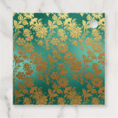 ヴィンテージ ティールとゴールドの花 フェイバータグ (裏面)