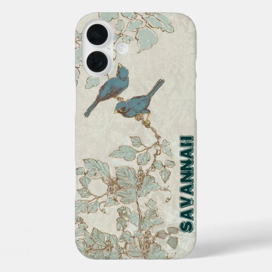ヴィンテージ ティールバードの枝 Case-Mate iPhoneケース (裏面)