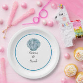 ヴィンテージ ティールブルー シングル シーシェル ウェディング ペーパープレート (パーティー)