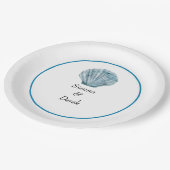 ヴィンテージ ティールブルー シングル シーシェル ウェディング ペーパープレート (アングル)