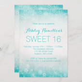 ヴィンテージ ティール ウィンター ワンダーランド スイート16 招待状 (正面/裏面)