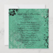 ヴィンテージ ティール バイク ウェディング シャワー 招待状 (裏面)