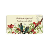 ヴィンテージ ティール バード バーガンディー 花咲く枝 ラベル (正面)