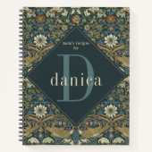 ヴィンテージ ティール ブード ウィリアム モリス ファミリー レシピ ノートブック (正面)