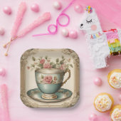 ヴィンテージ ティー カップ フローラル ブライダル シャワー ティー パーティー ペーパープレート (パーティー)