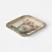 ヴィンテージ ティー カップ フローラル ブライダル シャワー ティー パーティー ペーパープレート (傾斜あり)