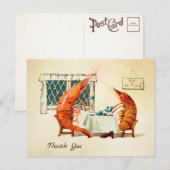 ヴィンテージ ティー シュリンプ 感謝の気持ちのポストカード ポストカード (正面/裏面)