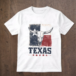ヴィンテージ テキサス ロングホーン雄牛の頭蓋骨 ダストレスフラグ Tシャツ