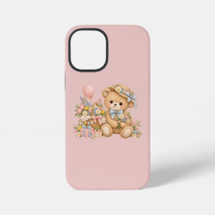ヴィンテージ・テディベアとワイルドフラワーのお祝い iPhone 12 MINIケース