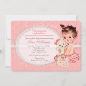 ヴィンテージ テディベア ガールズ ベビーシャワー 招待状 2 (正面)