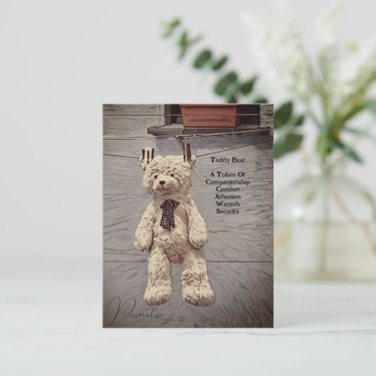 ヴィンテージ テディベア シンボリズム 引用 かわいい ポストカード (スタンド正面)