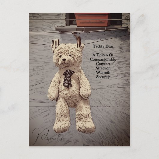ヴィンテージ テディベア シンボリズム 引用 かわいい ポストカード (正面)