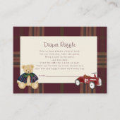 ヴィンテージ テディベア レース カー ベイビー シャワー おむつ エンクロージャーカード (正面)