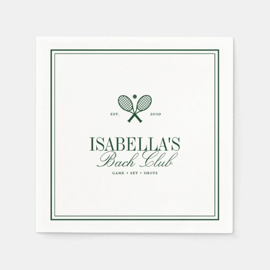 ヴィンテージ テニス カントリー クラブ ブライズシャワー スタンダードカクテルナプキン (正面)