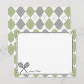 ヴィンテージ テニス パーソナライズ フラット ノート カード (正面/裏面)