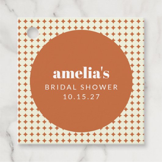 ヴィンテージ テラコッタ ユニーク ブライダルシャワー カスタム フェイバータグ (正面)