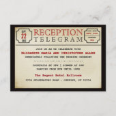 ヴィンテージ テレグラム スタイルの結婚式 受付案内カード エンクロージャーカード (正面)
