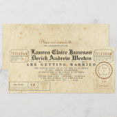 ヴィンテージ テレグラム 紅茶丈 招待状 (正面/裏面)