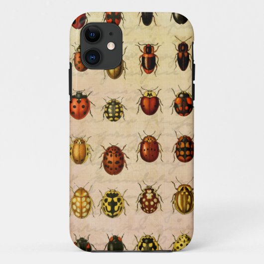 ヴィンテージ・テントウムシ標本パターン アンティーク昆虫 Case-Mate iPhoneケース (裏面)