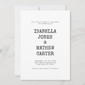ヴィンテージ テーマ タイプライター フォントの素朴なスタイルのウェディング 招待状 (正面)