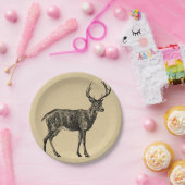 ヴィンテージ・ディア・ア図解入りの、写真付きのート・ディア ペーパープレート (パーティー)