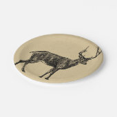 ヴィンテージ・ディア・ア図解入りの、写真付きのート・ディア ペーパープレート (アングル)