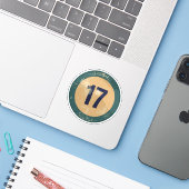 ヴィンテージ ディストressed ナンバー17 シール (ノートパソコンとiPhone)
