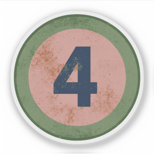 ヴィンテージ ディストressed ナンバー4 シール (正面)