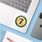 ヴィンテージ ディストressed ナンバー7 シール (ノートパソコンとiPhone)