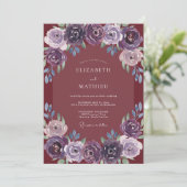 ヴィンテージ ディーププラム ピオニー ウェディング 招待状 (スタンド正面)