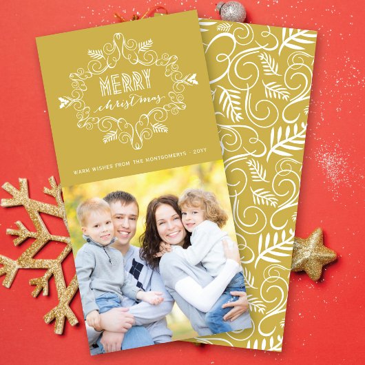 ヴィンテージ デコ フォリアージ フレーム メリー クリスマス フォト